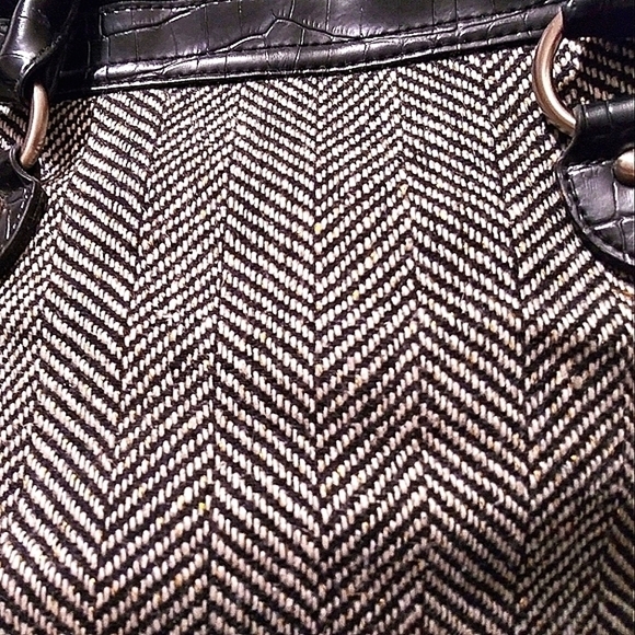 ELEGANT Black Velvet Plaid Houndstooth PURSE Bag with Crystal Decor & Sparkle - Picture 11 of 11